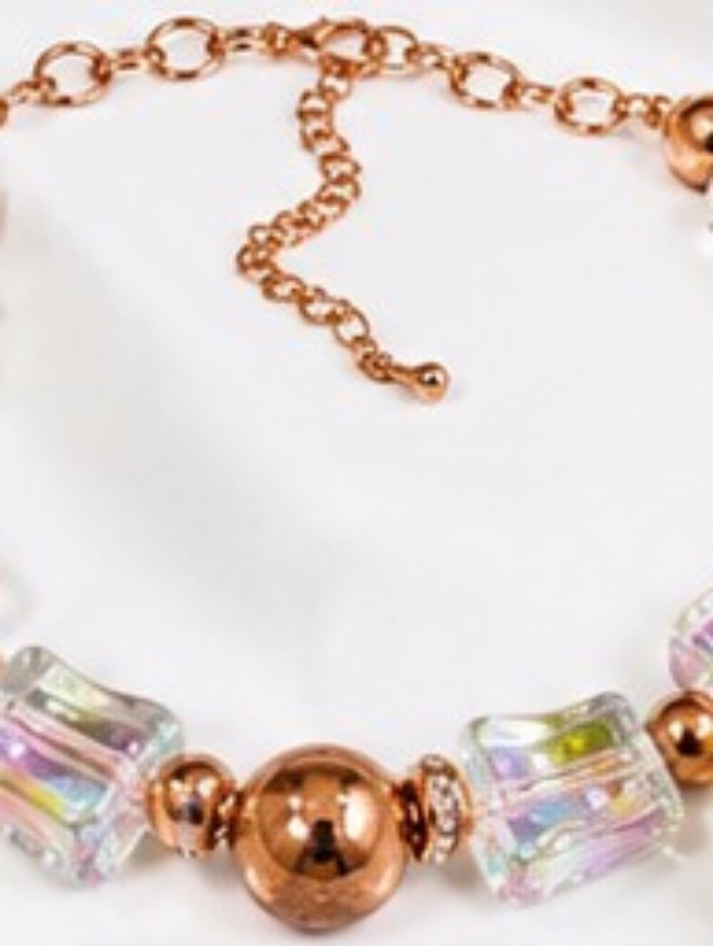Vintage Y2K Iridescent Lucite Necklace & Earring Set Copper Tone AB Statement - Picture 6 of 7
